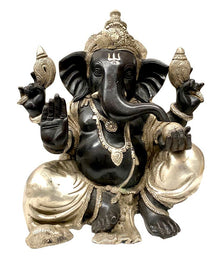  [[Black silver brass Ganesh statue///Statue de Ganesh en laiton noir et argenté]]