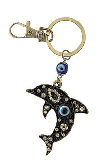  [[Evil eye metal dolphin key chain///Porte-clés en cuir mauvais œil en forme de dauphin]]