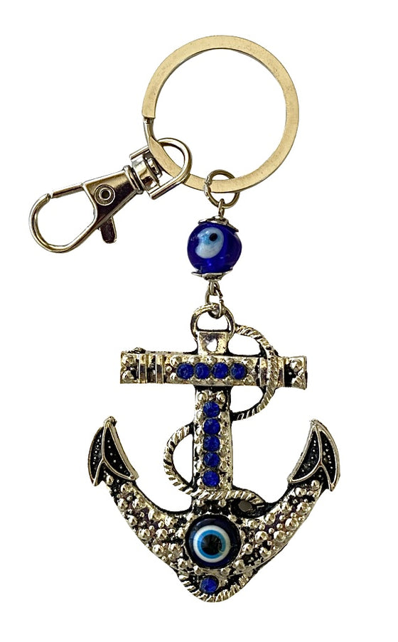 [[Evil eye metal anchor key chain///Porte-clés en métal mauvais œil en forme d'ancre]]