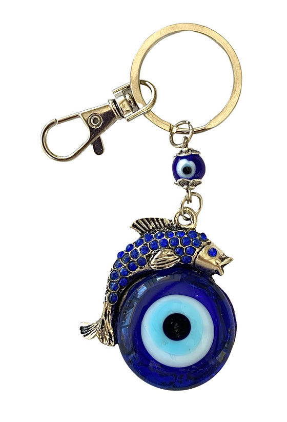 [[Evil eye metal fish key chain///Porte-clés en métal mauvais œil en forme de poisson]]