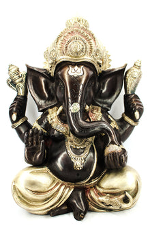  [[Black silver brass Ganesh statue///Statue de Ganesh en laiton noir et argenté]]