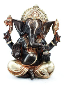  [[Black silver brass Ganesh statue///Statue de Ganesh en laiton noir et argenté]]