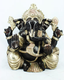  [[Black silver brass Ganesh statue///Statue de Ganesh en laiton noir et argenté]]