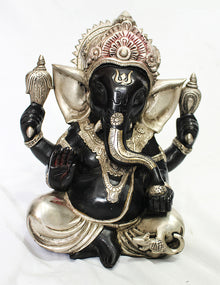  [[Black silver brass Ganesh statue///Statue de Ganesh en laiton noir et argenté]]