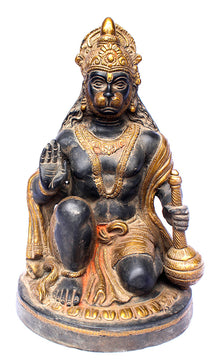  [[Antique gray and gold brass Hanuman///Hanuman en laiton gris et or antique]]