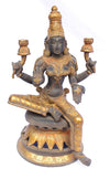 [[Antique black and gold brass Laxmi statue///Statue de Laxmi en laiton noir et or antique]]