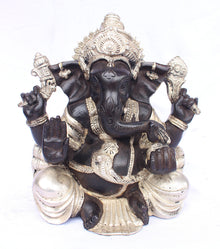  [[Black silver brass Ganesh statue///Statue de Ganesh en laiton noir et argenté]]