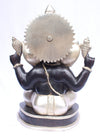 [[Black silver brass Ganesh statue///Statue de Ganesh en laiton noir et argenté]]