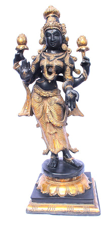  [[Antique black and gold brass Laxmi statue///Statue de Laxmi en laiton noir et or antique]]